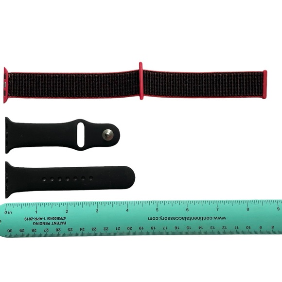 NEW 2 Apple Watch Bands Black Sport Red Loop 38/40/41mm - Picture 4 of 8
